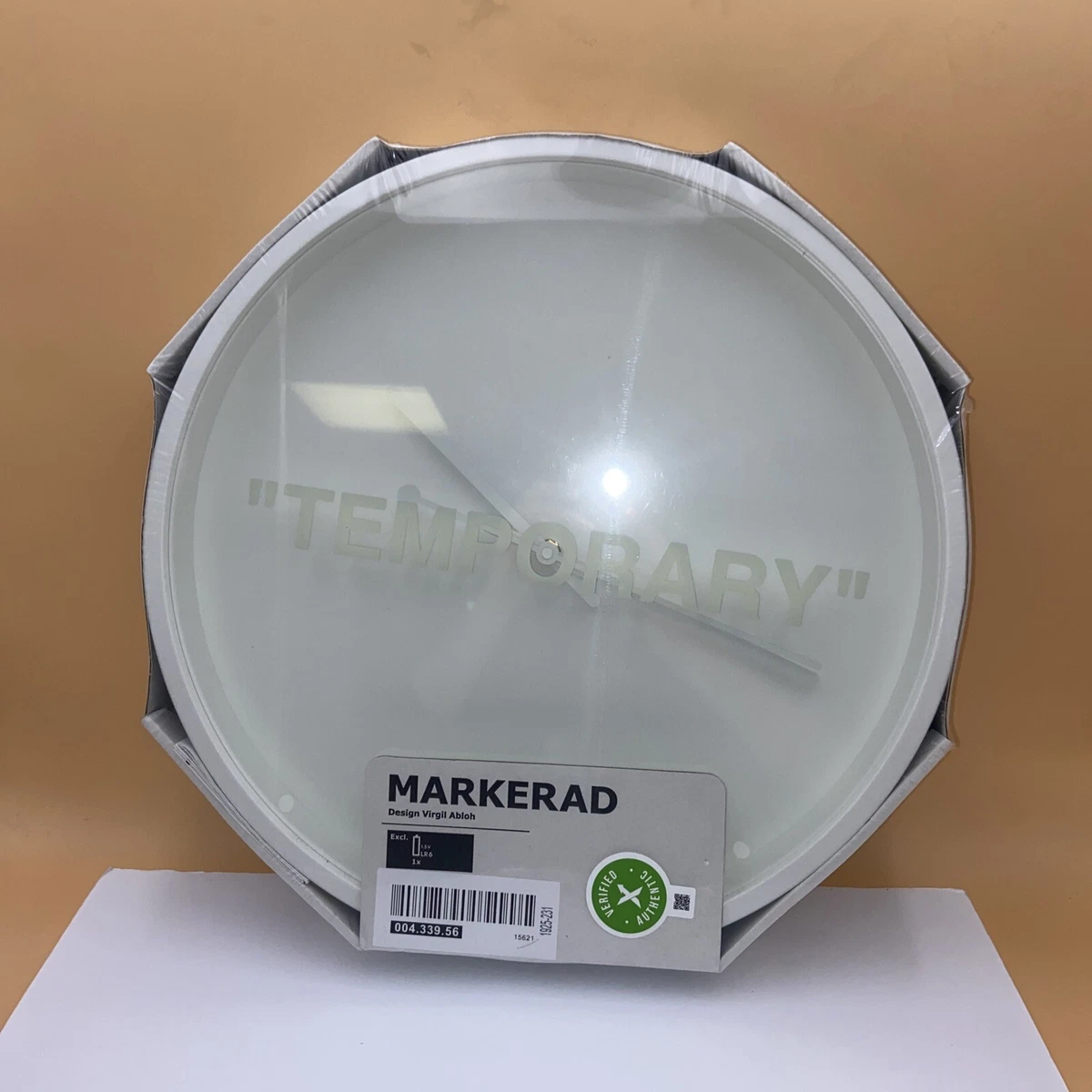 NEW Virgil Abloh x IKEA MARKERAD Temporary Wall Clock Off White 16.5 Sealed