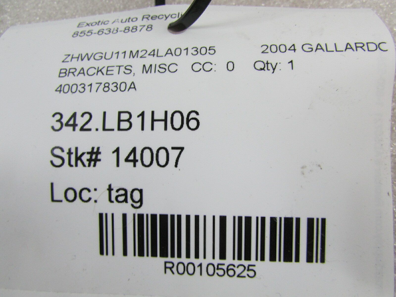 Lamborghini Gallardo, Upper Oil Cooler Bracket, Used, P/N 400317830A
