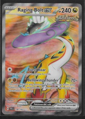 Raging Bolt EX 196/162 Full Art NM/M Temporal Forces Pokemon Card