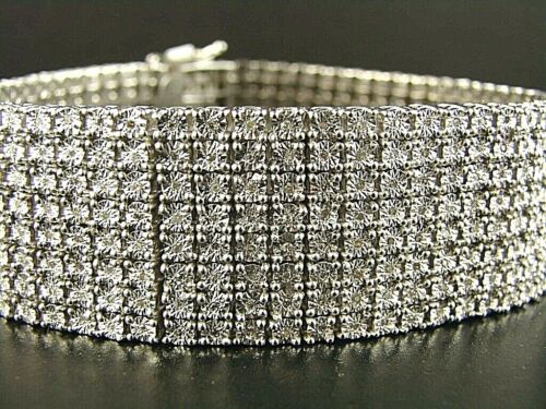 Men's Sterling Silver Tennis Bracelet with Natural Round Diamonds 4 Carats 8.5" - Picture 1 of 5