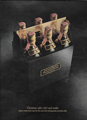 Johnnie Walker Black Label Six-Pack Scotch Whisky Christmas Gifts Dec 1969 ad