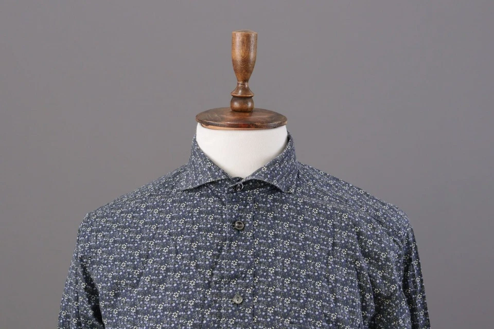 Eton Slim Fit Floral Long Sleeve Button Down Dress Shirt Size 43 / 17 / XL - Image 2 of 4