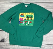 Vintage 90s Golf Crewneck Sweatshirt Size Large Made In USA Handmade 3D Sewn