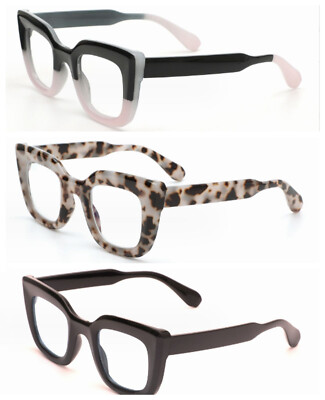 Women's Square Acetate Thick Frame Durable Adjustable Reading Glass +1.0~+6.0