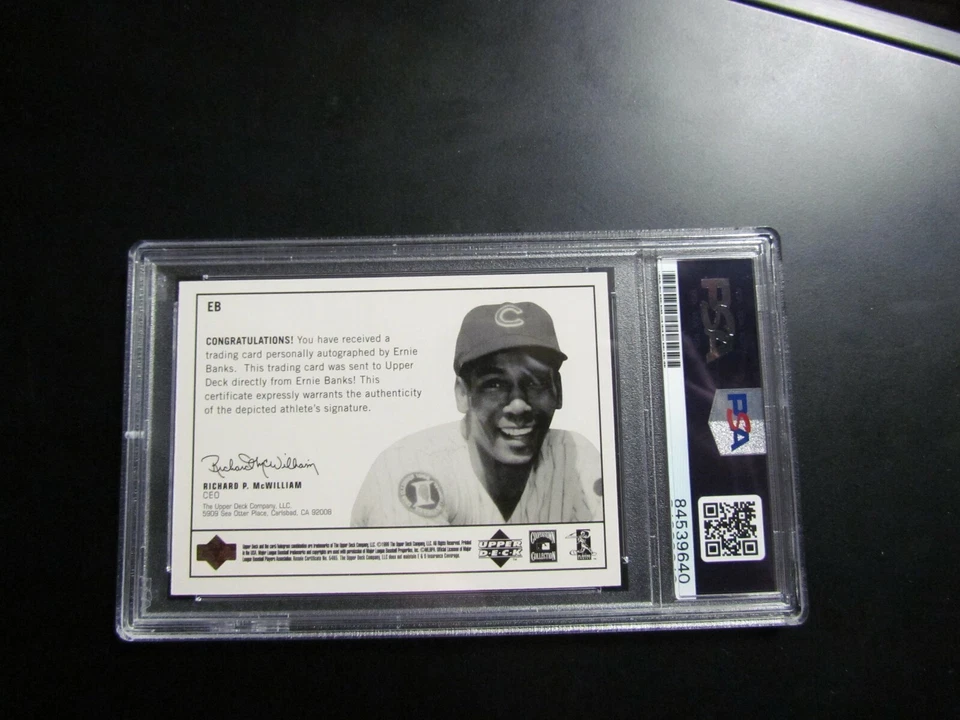 Tarjeta firmada por Ernie Banks Upper Deck 1999 Century Legends PSA encapsulada Foto 4 de 4