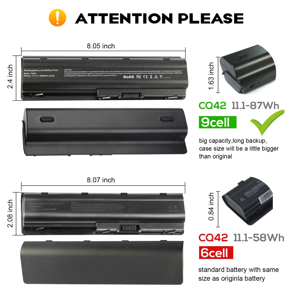 Nueva batería de 9 celdas para HP Pavilion dm4 dv3 dv5 dv6 G42 G62 G72 dv7 g4 g6 g7 CQ56 Foto 2 de 4