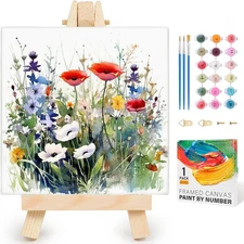 Flower Framed Paint by Numbers Kit for Adults Beginner & Kids Ages 8-12, Wildflo