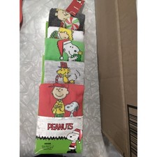 Peanuts Snoopy Charlie Brown Christmas Socks 5 Pair Pack Shoe Size 6-12