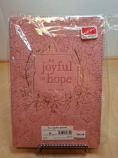 Pink Flowers Design Faux Leather Journal Notebook "Be Joyful In Hope" New
