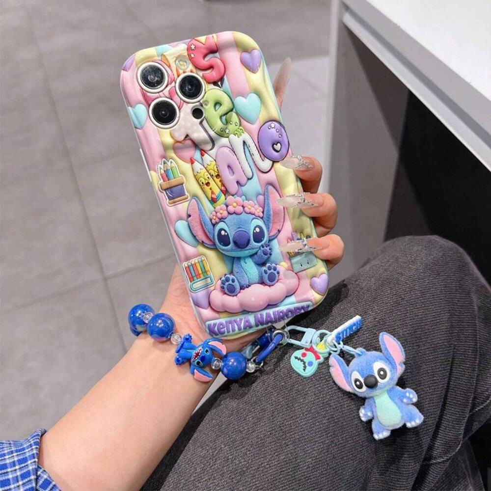 Lilo & Stitch 3D Phone Case with Removable Bracelet - Stylish Protection for iPh