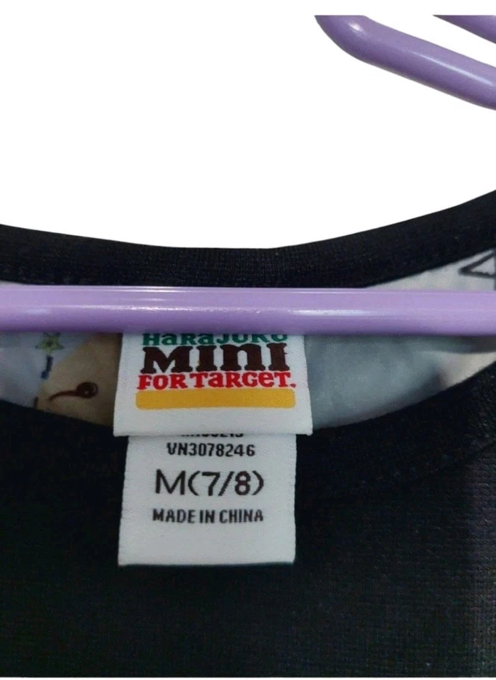 Harajuku Mini Sequin Tunic Dress Black White Girls size Medium 7 / 8 For Target - Image 3 of 4