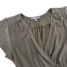 Baltic Born Pleated Athena Metallic V Neck Maxi Dress Womens Size Small Gold