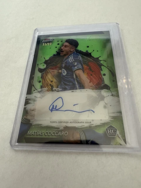 2024 Topps Finest MLS MATIAS COCCARO Base Rookie Auto Neon Green Refractor /99