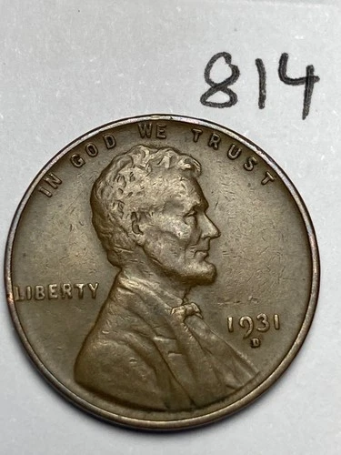 1931-D LINCOLN WHEAT CENT, nice condition, "Extremely Fine", low mintage, #814