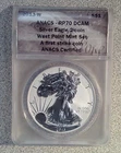 2013-W reverse Proof American Silver Eagle ANACS RP70 (418)