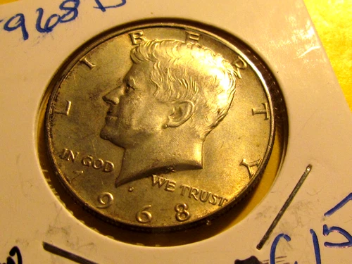 1968 D Kennedy Half Dollar, 40% Silver, Cieculated AU  #c15
