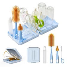 Travel Bottle Brush with Portable Bottle Drying Rack, Baby Bottle Brush for B...