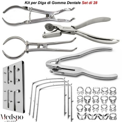 Endodontic Dam Kit Punching Pliers Hooks Clamps Frame Dental Orthodontics