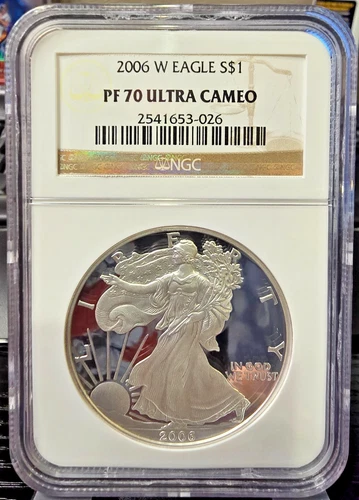 2006-W American Silver EAGLE $1 Dollar PROOF Coin ~ NGC Cert PF 70 Ultra Cameo ~