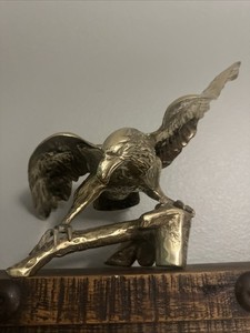 Large Vintage Brass American Eagle Statue on Branch 19" Wing Span 12.5” Tall