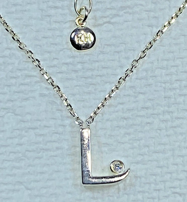 Set Heide Diamant Initiale L Halskette Sterlingsilber Signatur Neu mit Etikett Geschenkbox