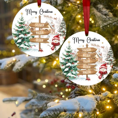 4YOURHAPPINESS Personalised Christmas Bauble Custom Any Names Xmas Tree Decoration Family Gift