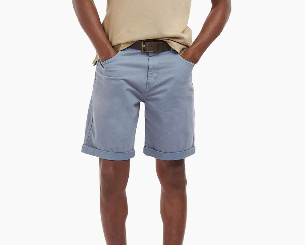 BARBOUR Overdyed Twill Chino City Shorts in Washed Blue MSRP$140 British Lux