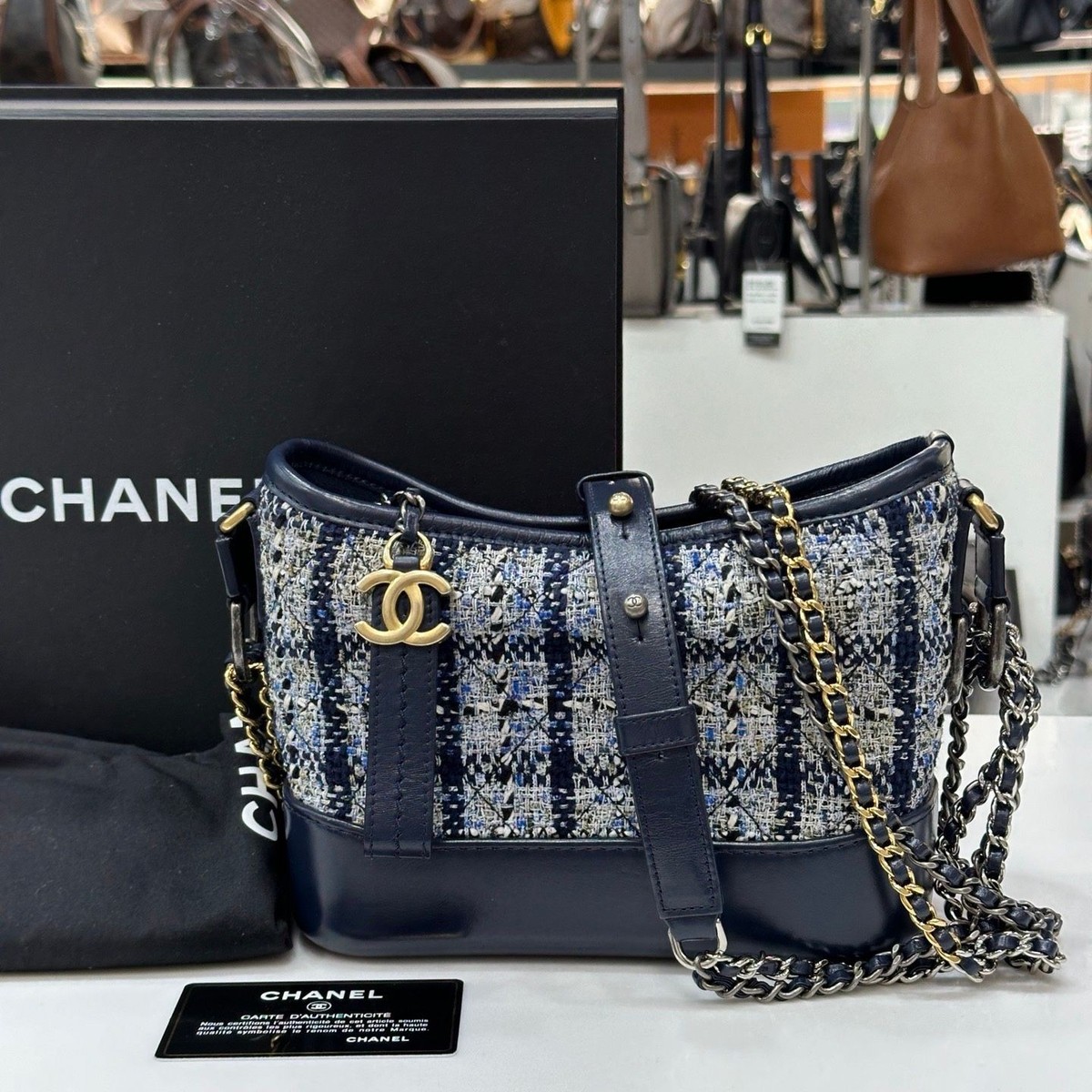 CHANEL Gabrielle Mini Hobo Bag Tweed 27 Series 124776639 | eBay