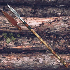 Handmade Viking Spear Hand-Forged Carbon Steel with Rosewood Handle Sheath