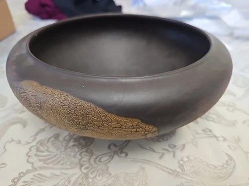 Royal Haeger USA Pottery Earth Wrap Orange Peel Lava Glaze Bowl Vase Planter