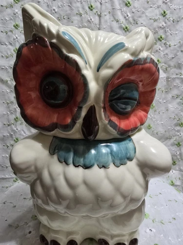 SALE! WAS55 ANTHROPOLOGIE WINKING OWL COOKIE JAR MODEL AFTER SHAWNEE POTTERY OWL