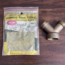 Vtg Nelson Made In USA Brass Garden Hose Y Splitter 2 Way Heavy Duty