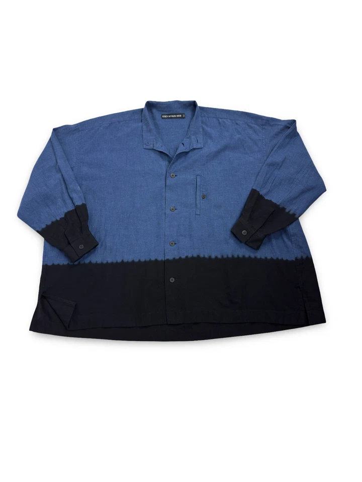 Camisa masculina oversized Issey Miyake azul/preta tamanho 1 - Imagem 2 de 4