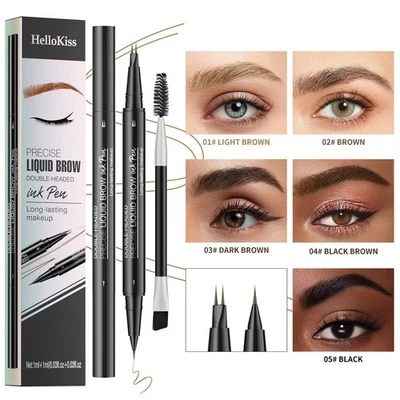 HELLOKISS Microblading Eyebrow Pen 2-in-1 Brow Pen Waterproof Long-Lasting Women Makeup