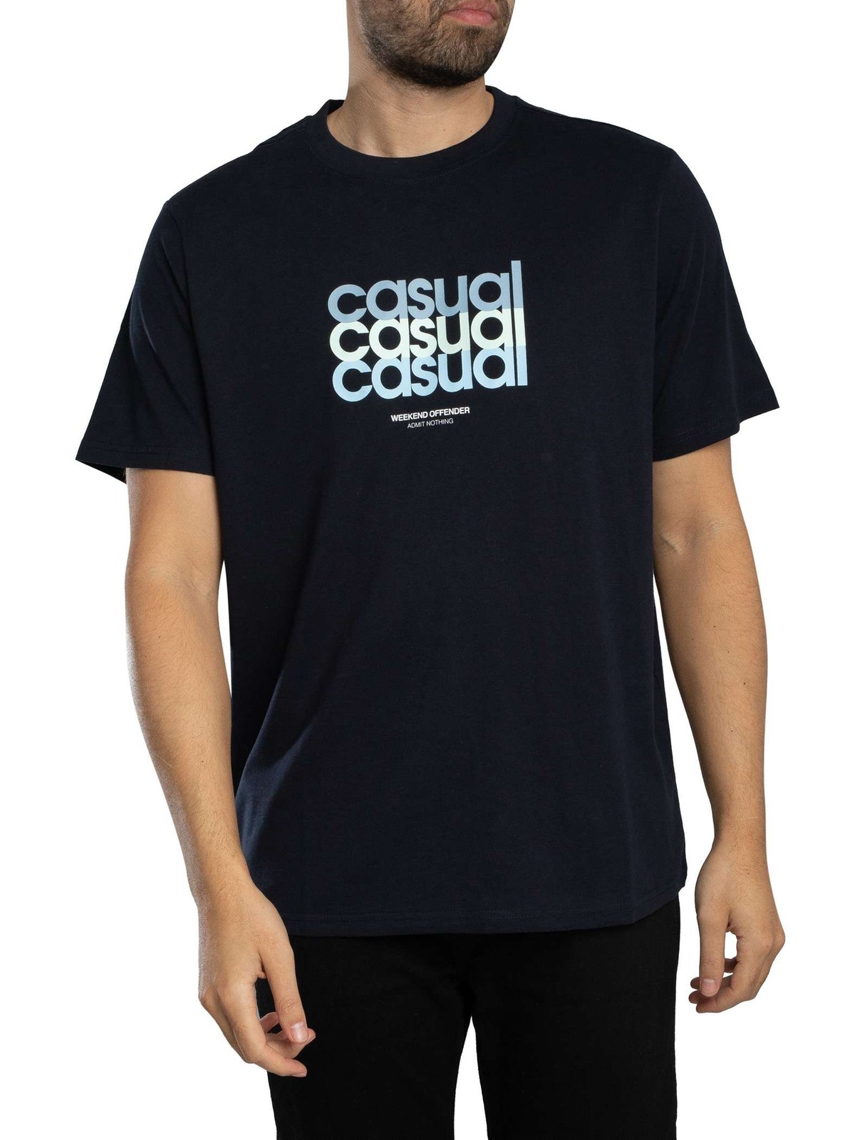Weekend Offender W.O.L Graphic T-Shirt, Navy - S