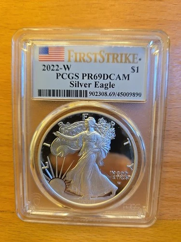 2022 (W) $1 Proof American Silver Eagle 1 oz PCGS PR69DCAM FS Flag Label 10j