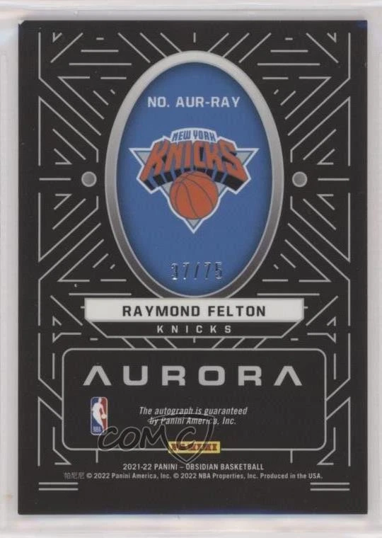 2021-22 Panini Obsidian Aurora Electric Etch Purple /75 Raymond Felton Auto - Image 2 of 2