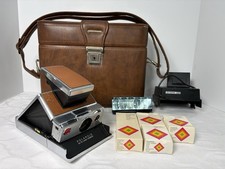Polaroid SX-70 Land Camera Lens Flash Button Filter Brown Carry Case Lot Vintage