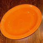 Fiesta Ware Tangerine Orange HLC USA Oval Vegetable Bowl Dish Fiesta 10"x8"
