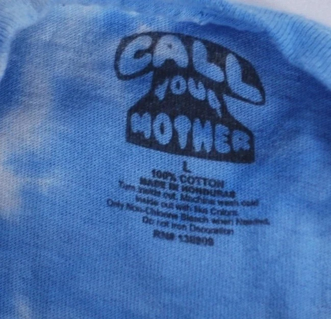 Camisa Call Your Mother Para Hombres Grande Azul Blanco Tie Dye Esqueleto Gráfico Chill Tee Foto 2 de 4