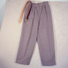Vintage SK  Company Houndstooth Wool/Poly Pants Women  s Size 12 Belt Pleated