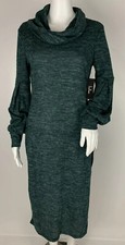 Lulus Mattea Heathered Dark Green Cowl Neck Midi Sweater Dress Size Medium 