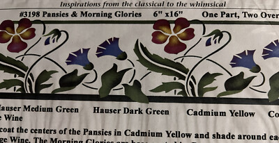 NEW PANSIES AND MORNING GLORY by LA STENCILWORKS 6 x 16  Wall stencil border