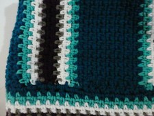 New Handmade Crocheted Baby Striped Cradle Bassinet Receiving Blanket