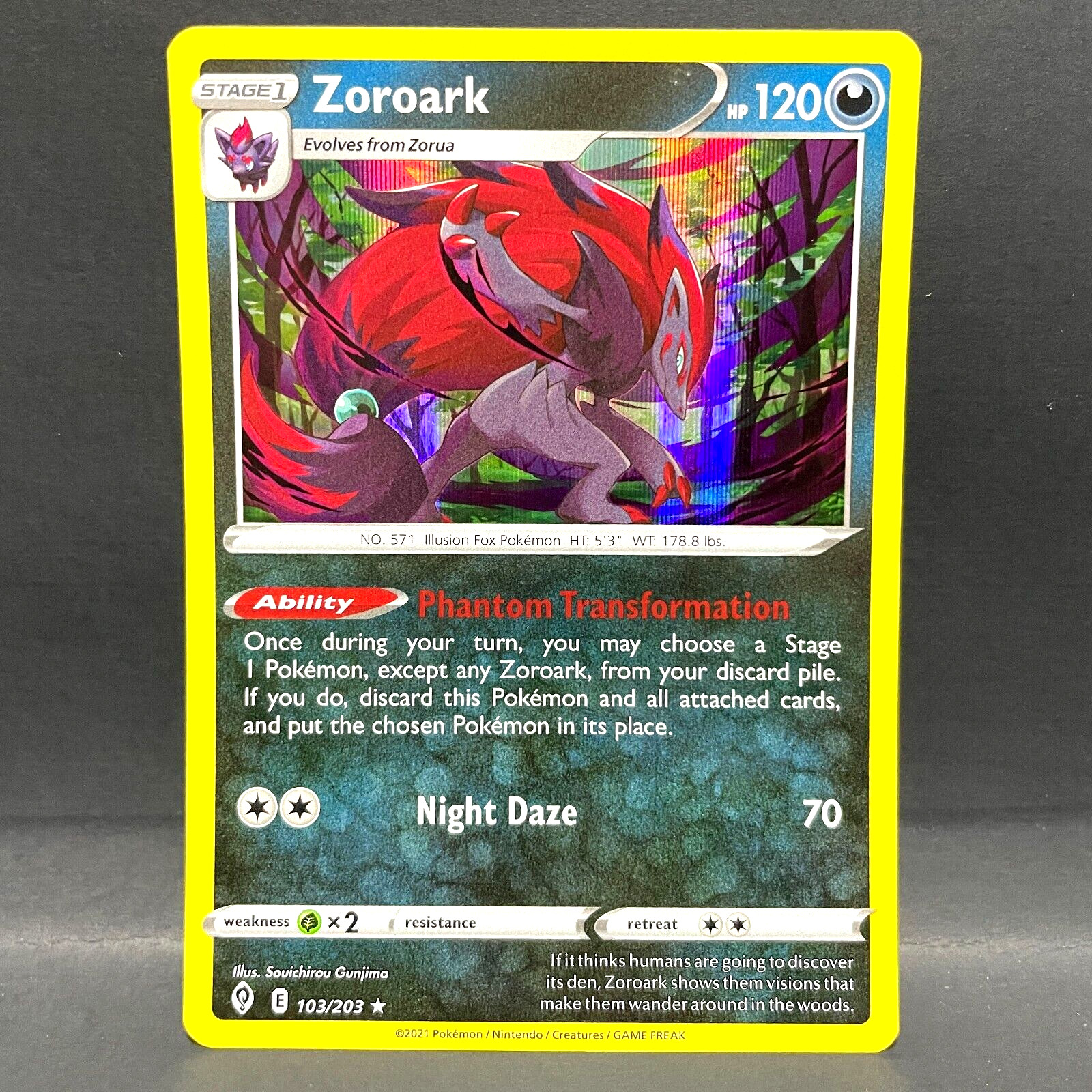 2021 POKEMON EVOLVING SKIES ZOROARK 103/203 HOLO (RARE)