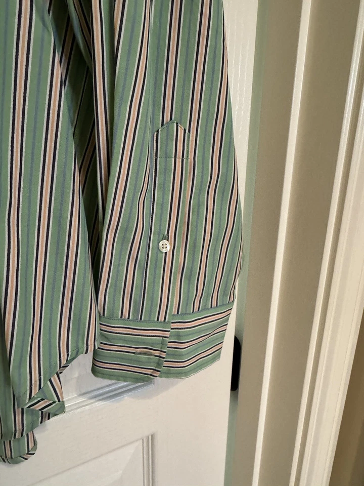 Camisa Austin Reed De Colección Verde Rosa Rayas Talla L Gris Todo Algodón Carrera Informal Foto 2 de 4