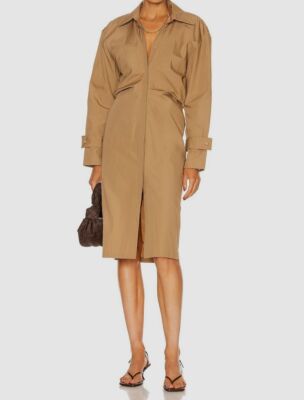 $450 Bassike Women's Brown Collared Long Sleeve Button Front Shirt Dress  Size 2 9354671191149| eBay