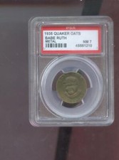 1935 Quaker Oats Babe Ruth Pin Pinback Button Metal Coin PSA 7 Graded Baseball