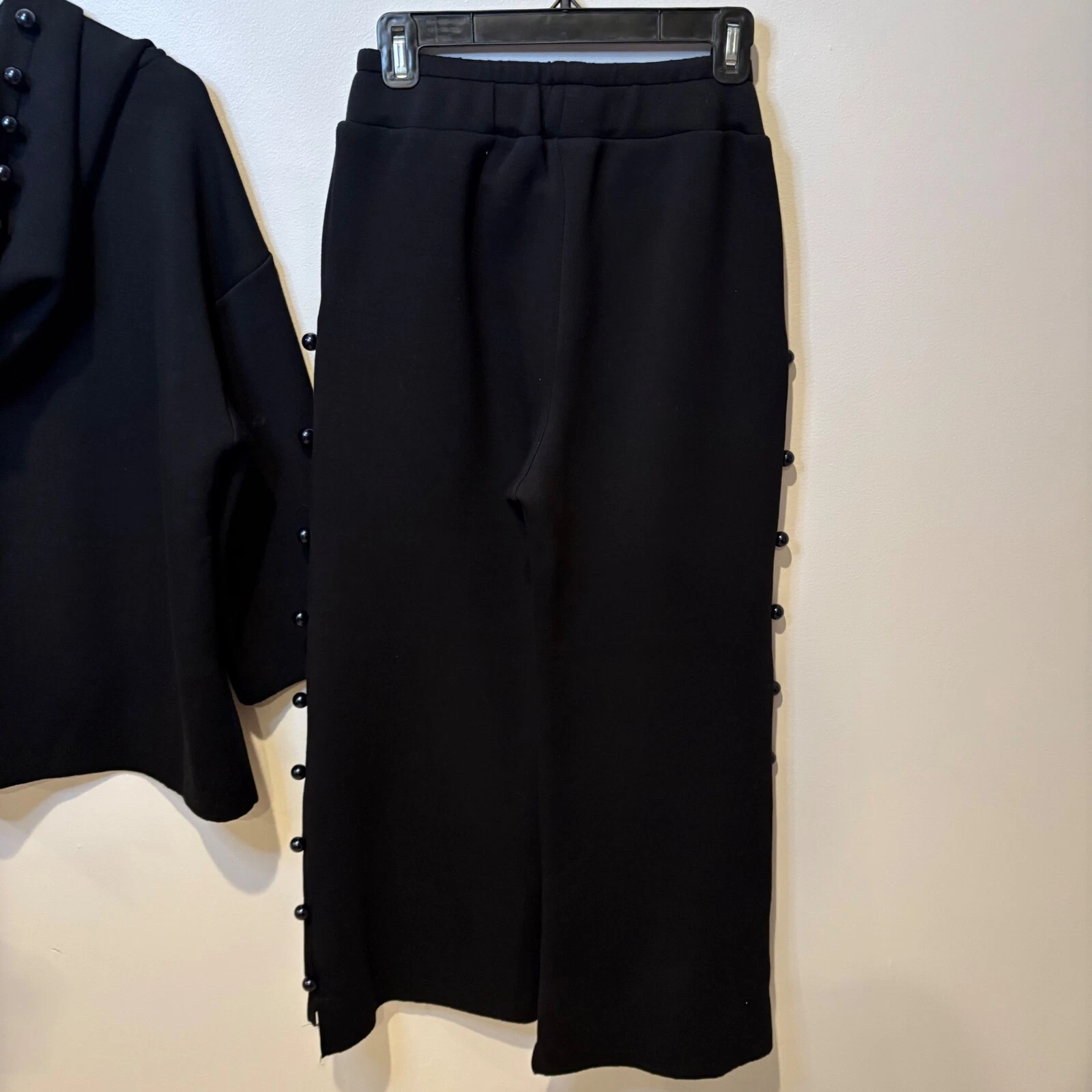 VETEMENTS Set pantaloni con cappuccio JOH APPAREL Francine French Scuba neri perlati XS $ 260 usati in ottime condizioni