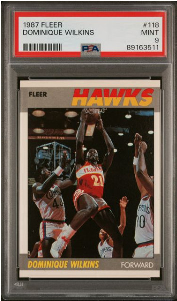 1987 Fleer Basketball #118 Dominique Wilkins PSA 9 MINT, Atlanta Hawks HOF